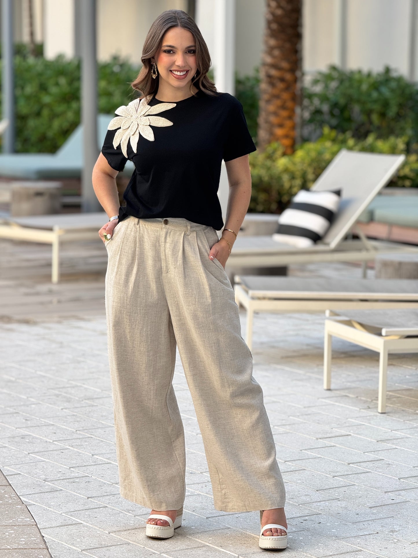 Cancún Beige Linen Pants