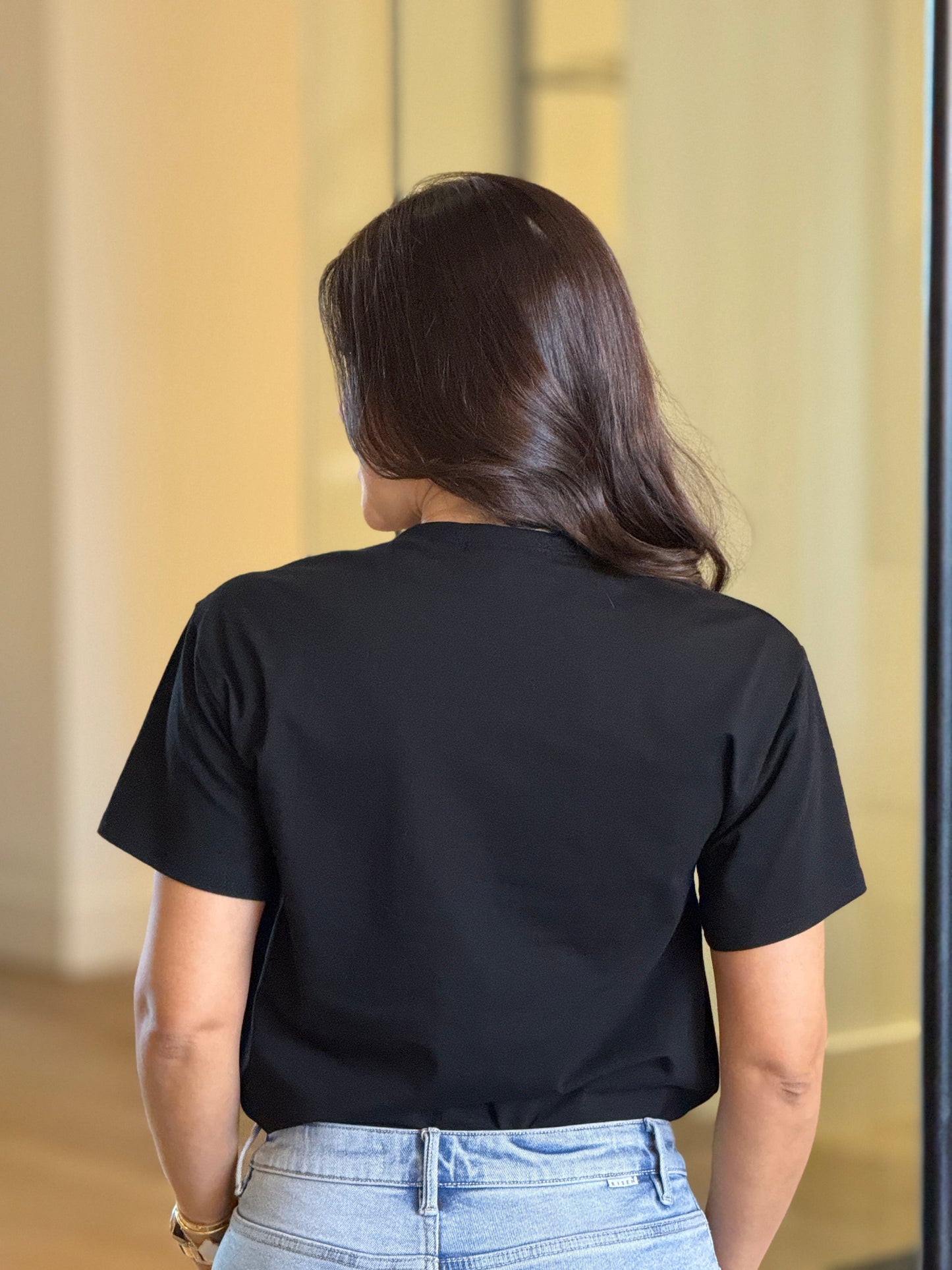 Pastel Black/Beige 3D Flower T-Shirt