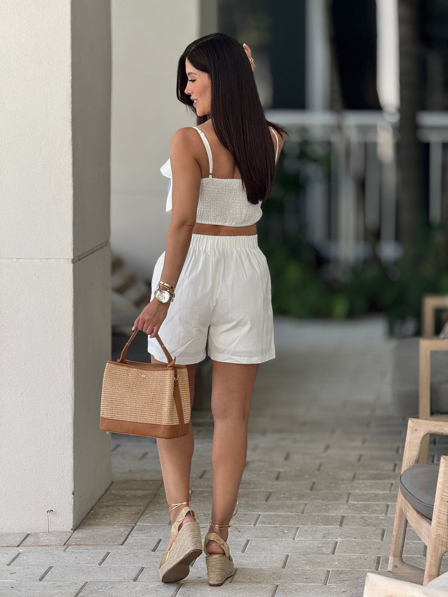 Katy White/Blue Short Set