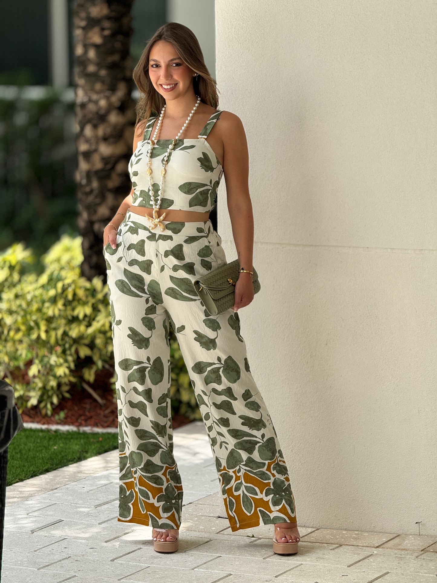 Pia Green Leaves Print Set