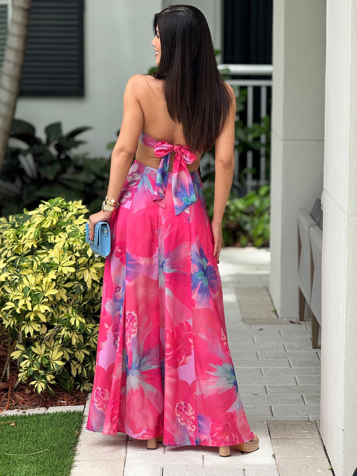 Luxxie Pink Multicolor Print Dress