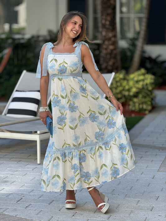 Tulips Blue Print Dress