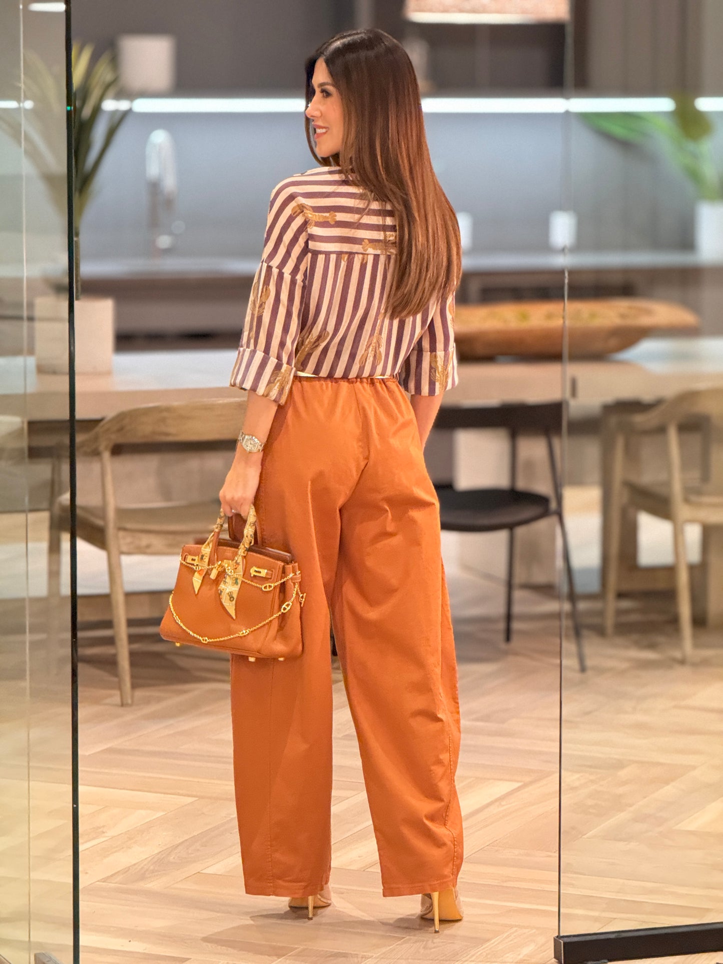 Lobster Purple Lines Mesh Top