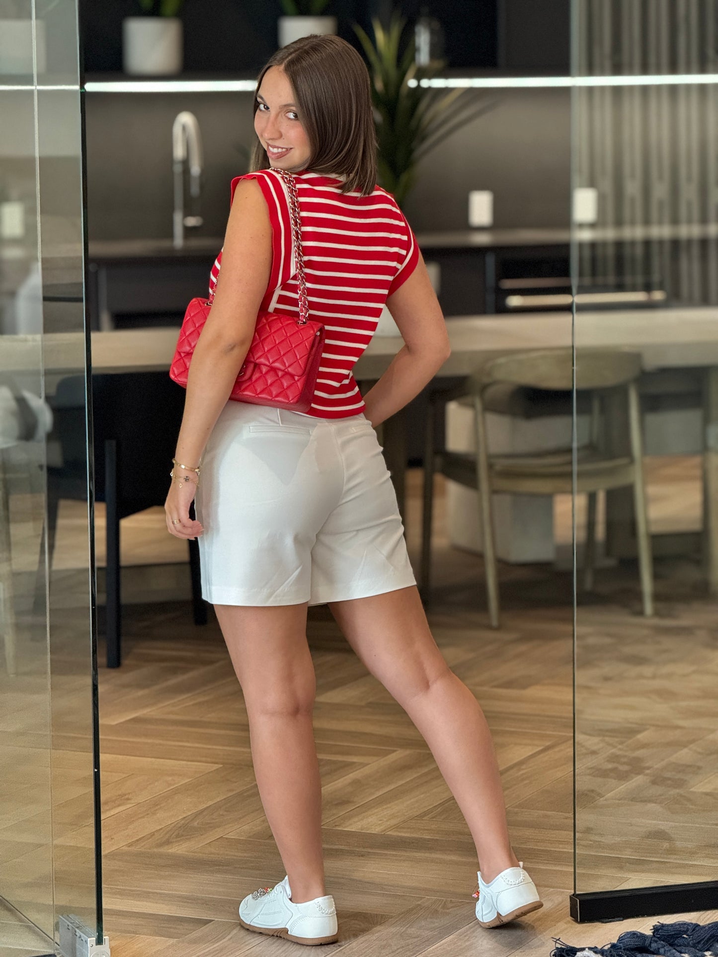 Strut Red Lines Knitted Top