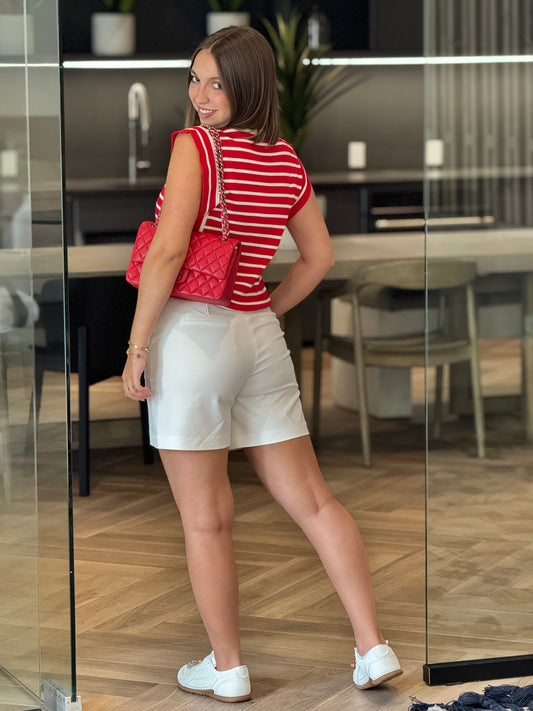 Strut Red Lines Knitted Top