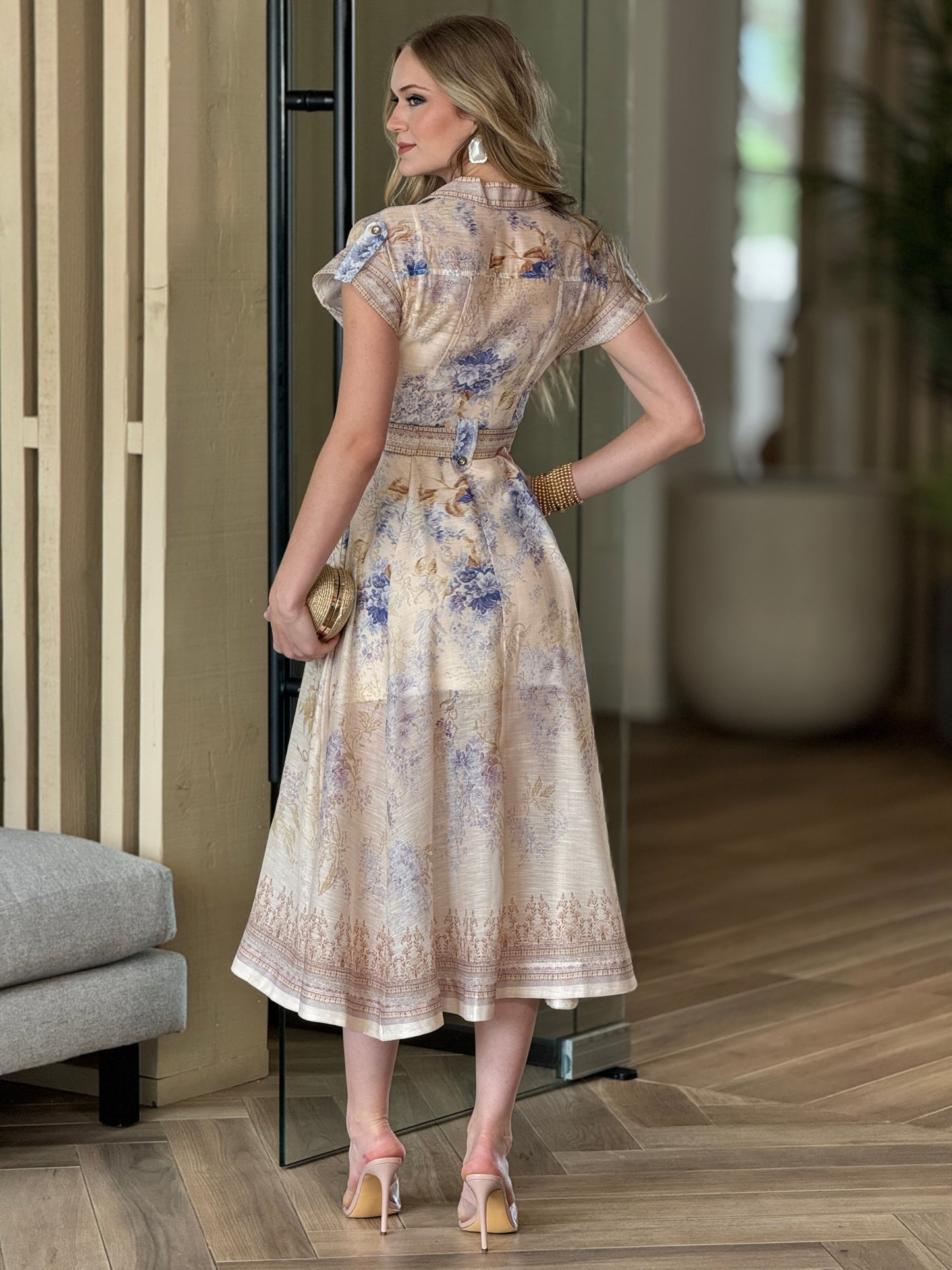 Gardenia Beige/Blue Floral Dress