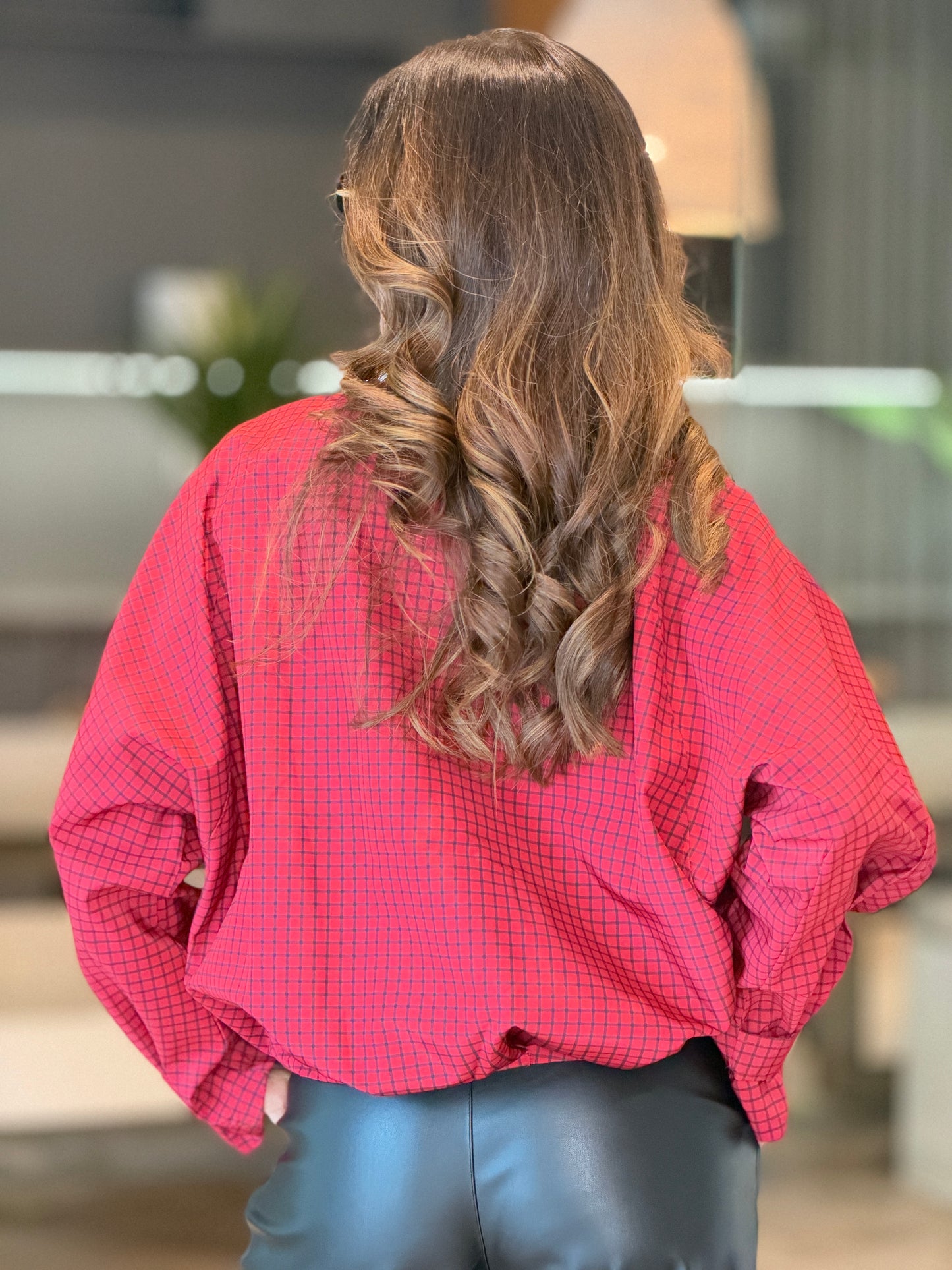 25084 Daz Red Squares Jacket Top