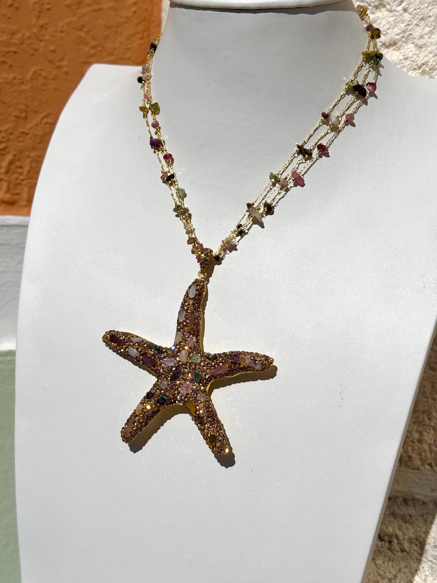 Star fish Rhinestones Necklace