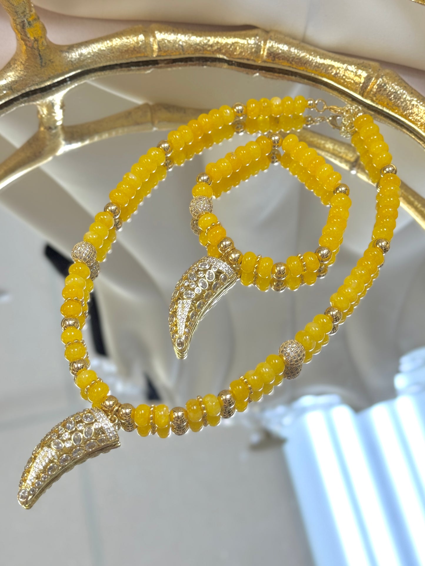 Yellow Horn Necklace + Bracelet