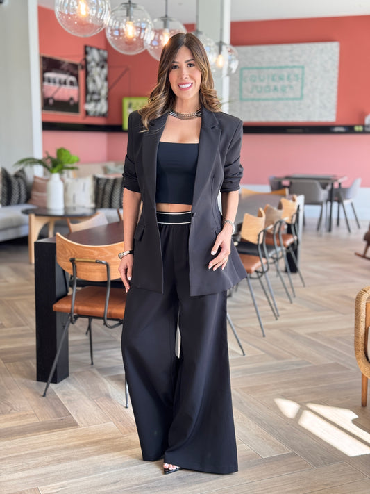 Balboa Black Waistband Blazer Pant Set
