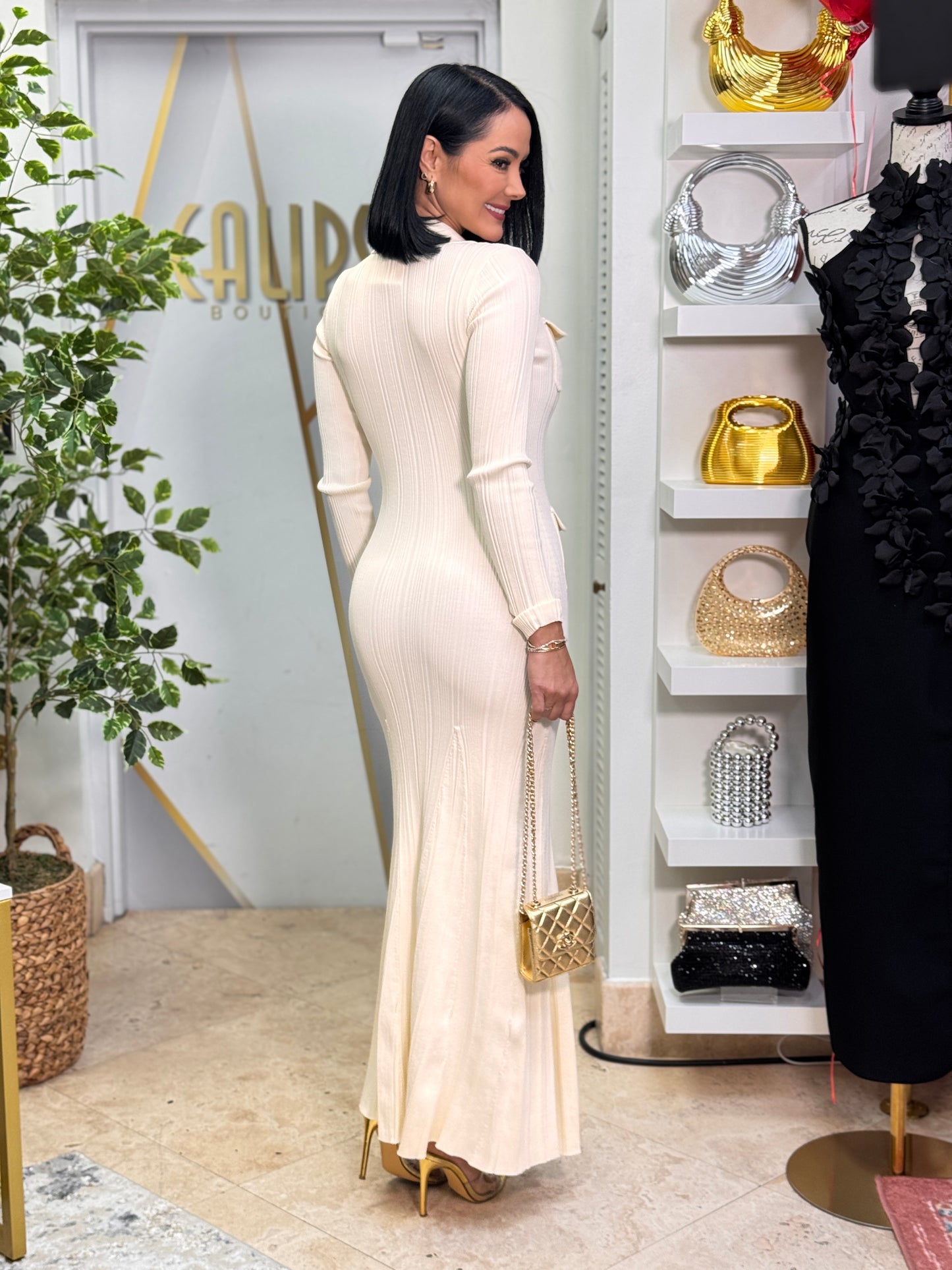 Brianne Ivory Knitted Dress