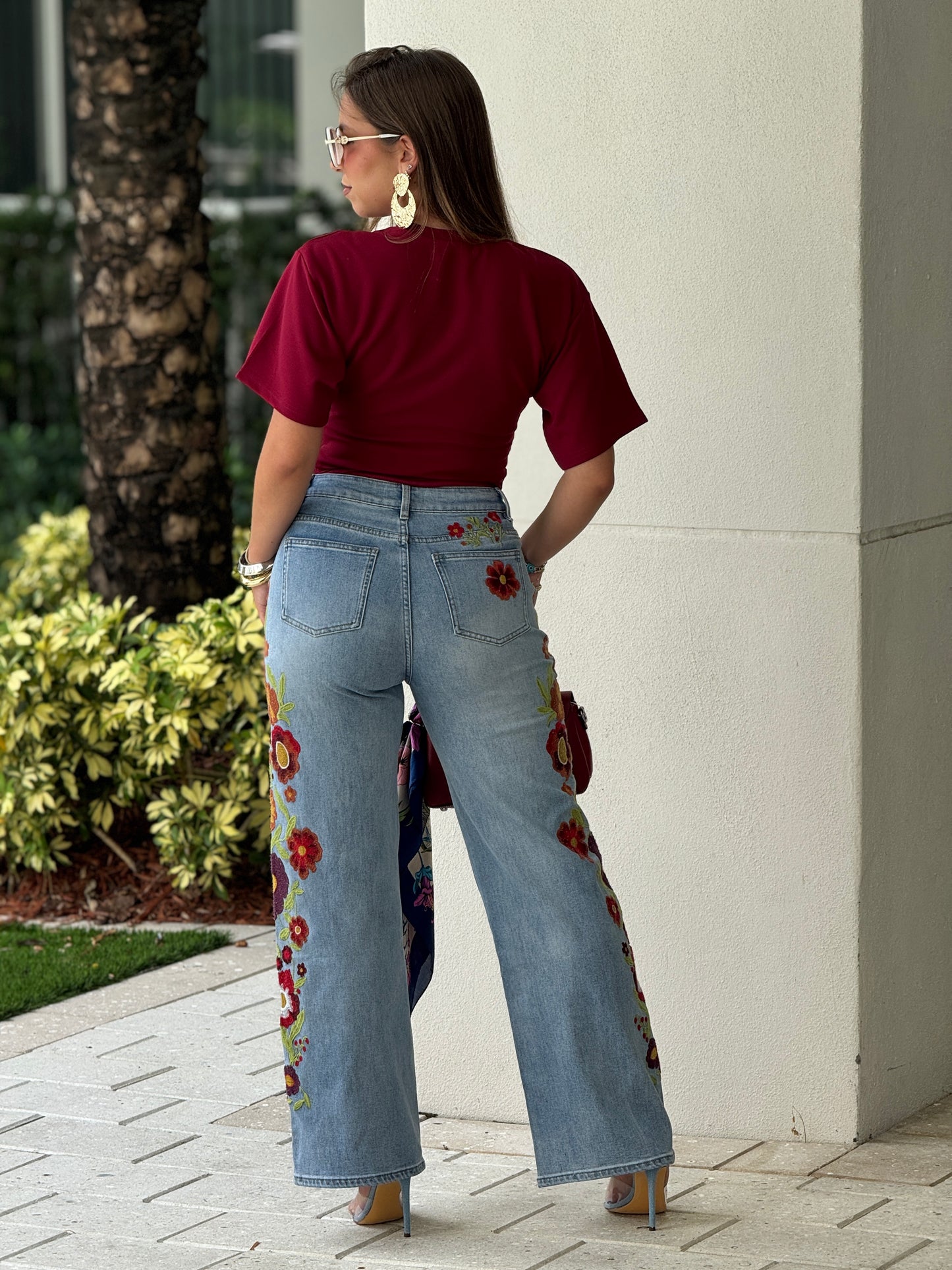 Carla Burgundy Corset T-Shirt