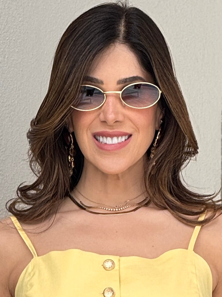 Oval Beige Frame Sunglasses