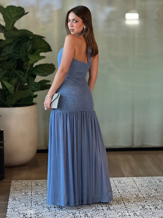 Luxxie Blue Mesh Dress Gala