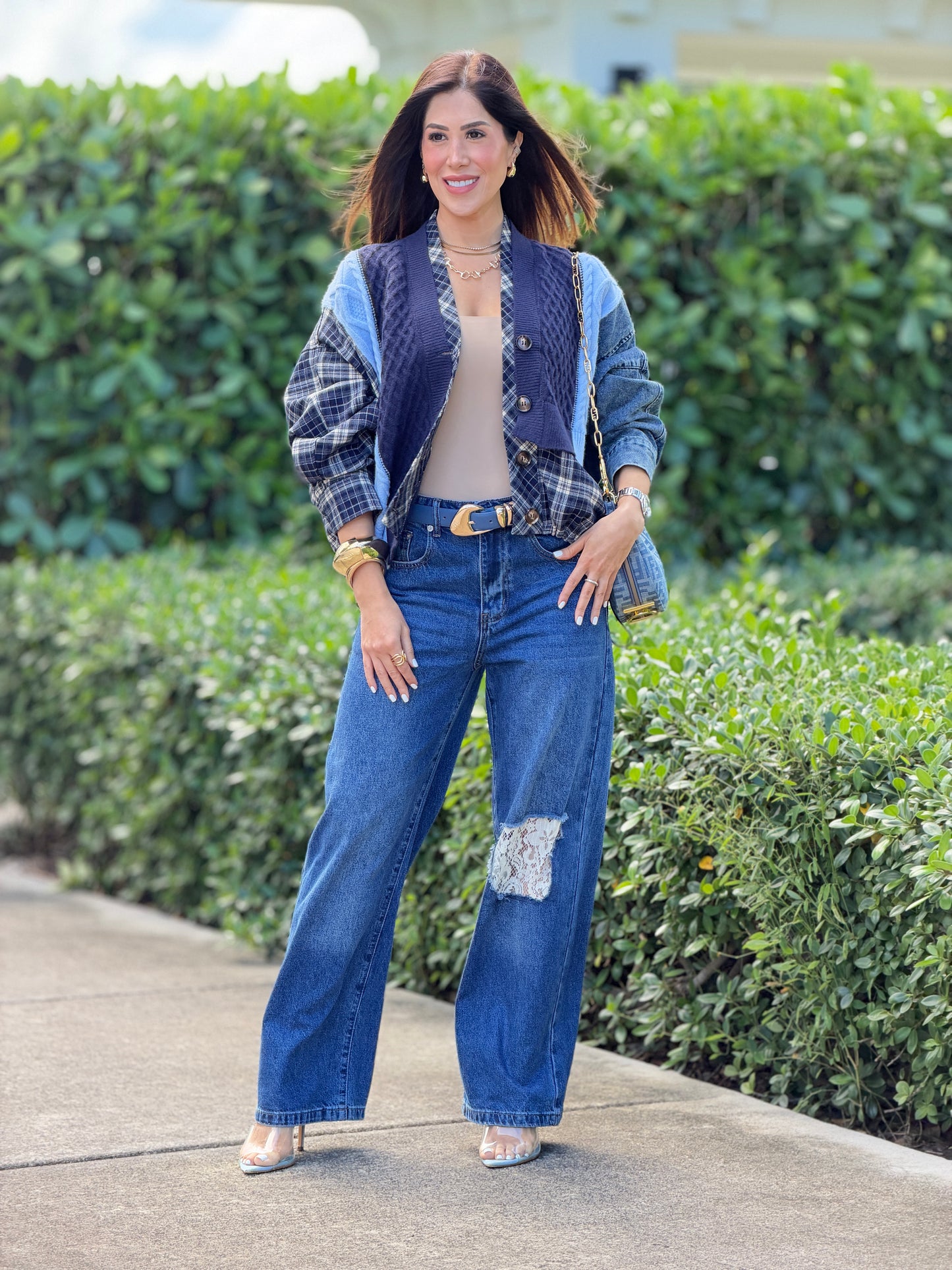6596 Amber Lace Barrel Jeans