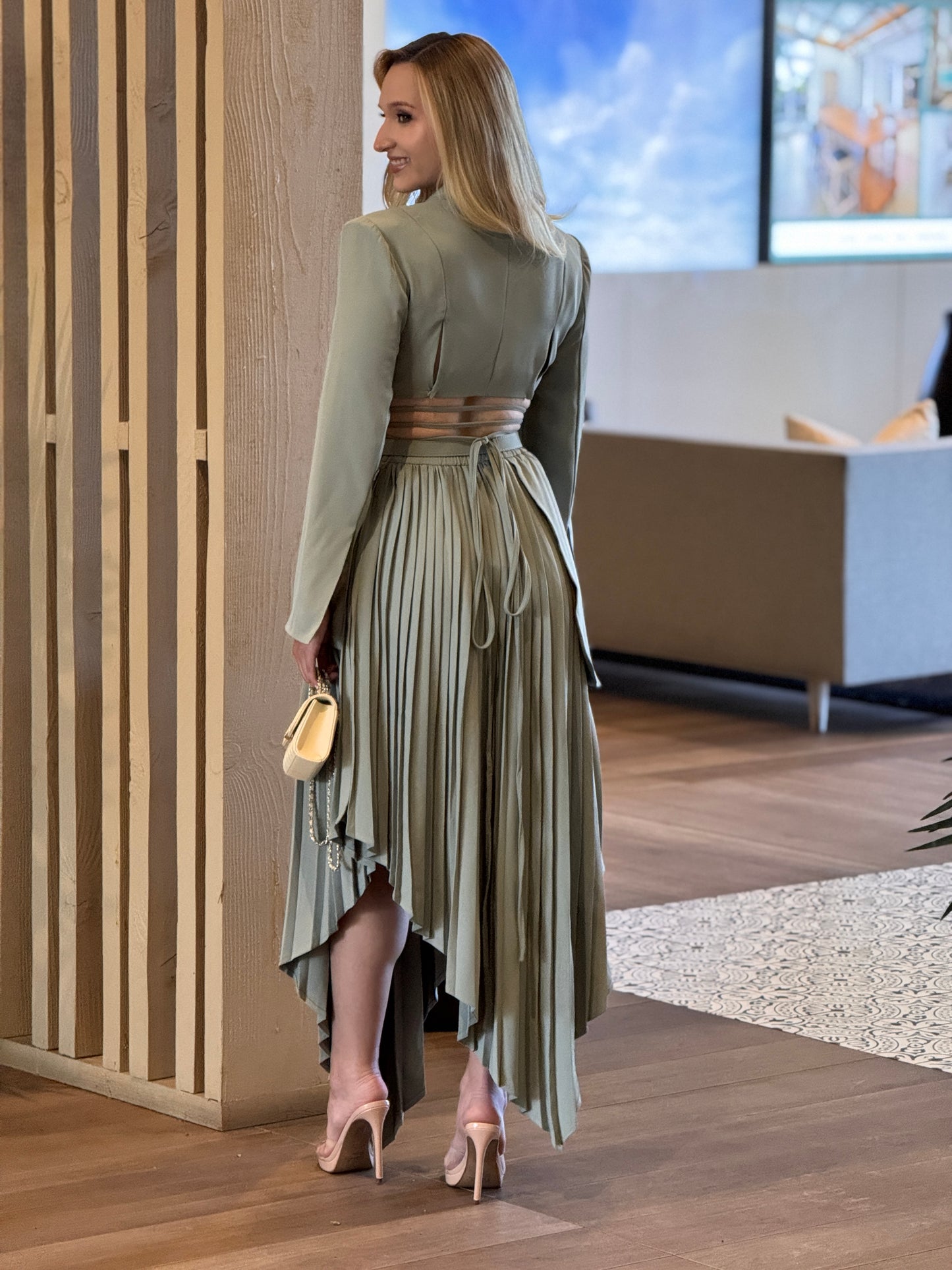 Liberty Green Pleated Skirt Set