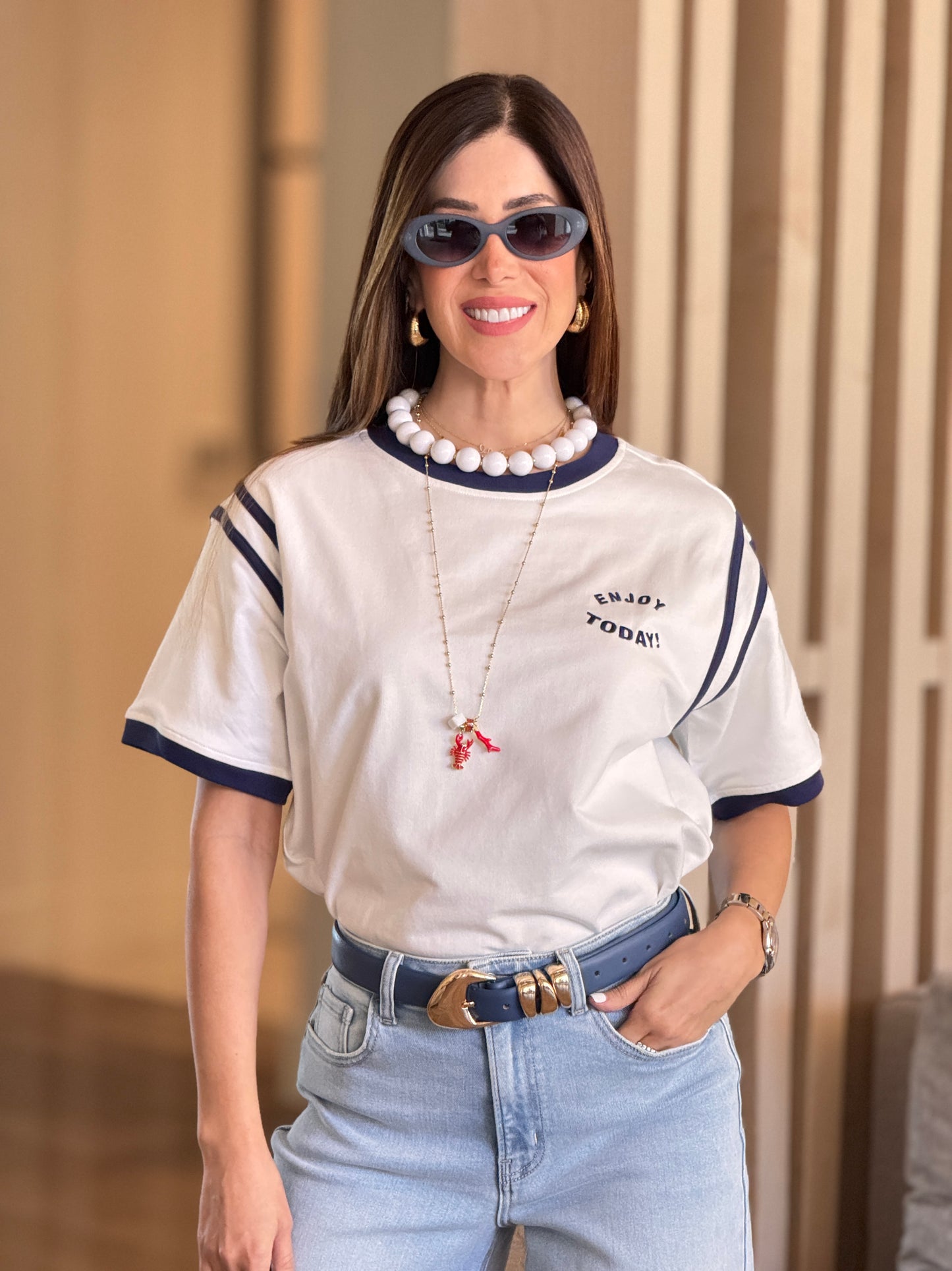 Amber Enjoy White T-Shirt