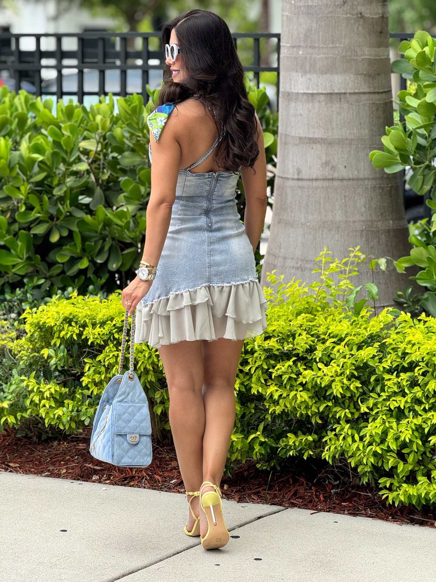 Janice Denim Ruffle Dress