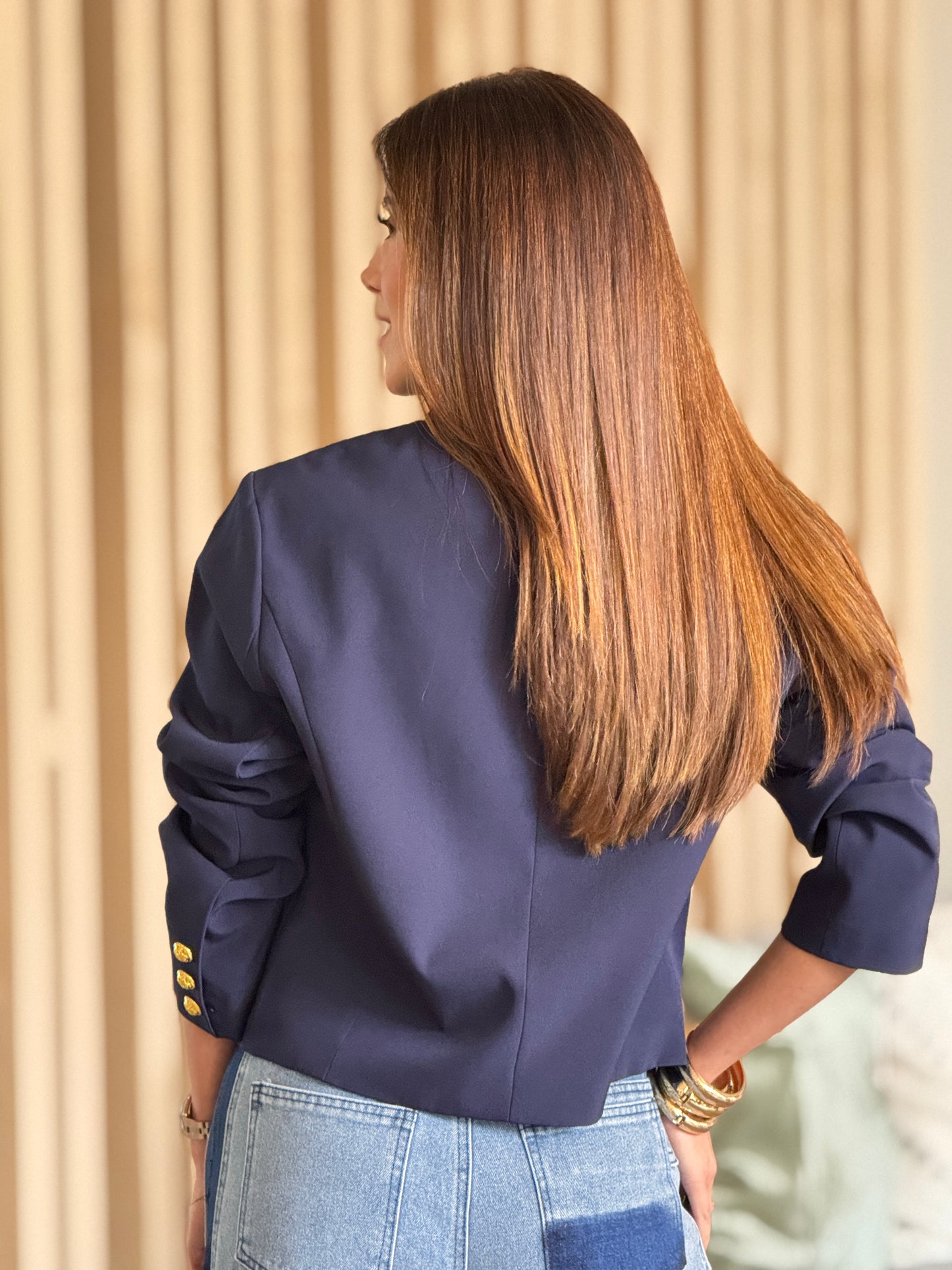 Napoleon Navy Embroidery Jacket Top