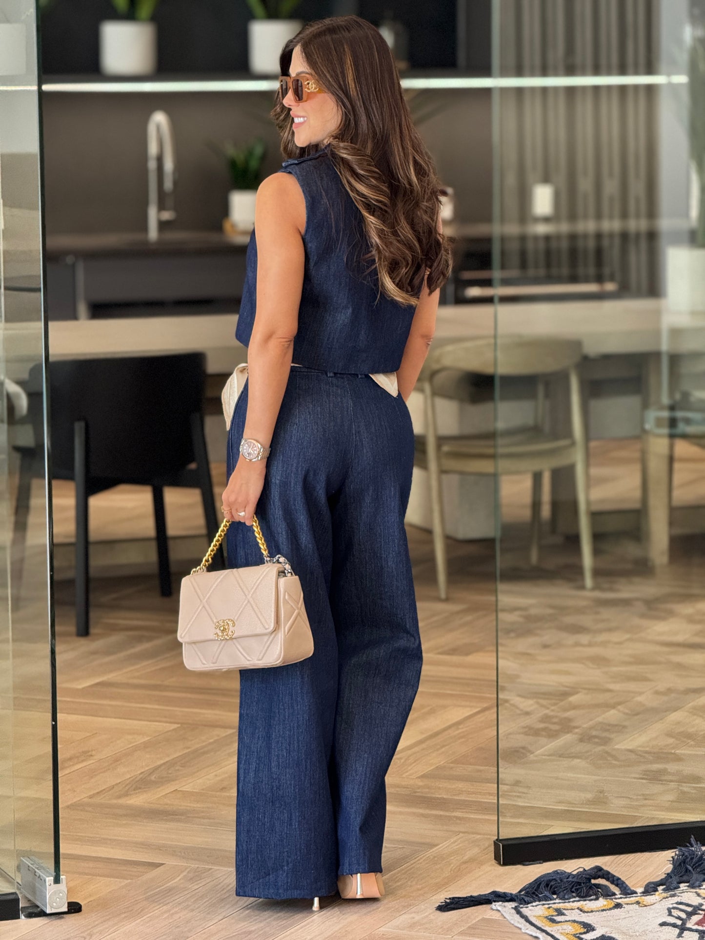 Amable Dark Denim Vest Set