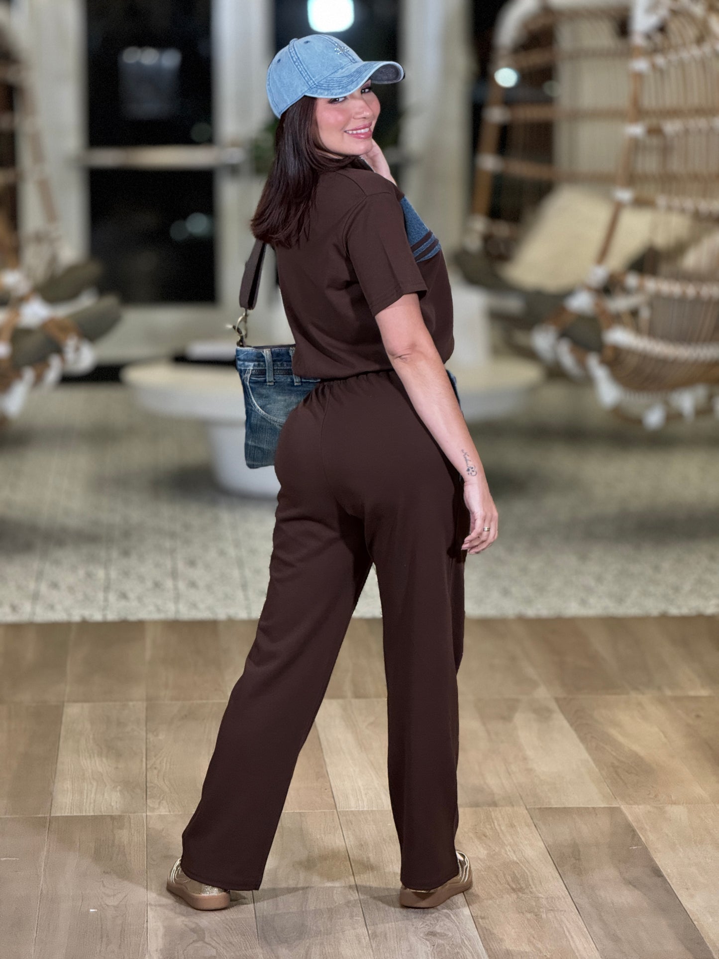 Trendy Denim/Brown Sport Set
