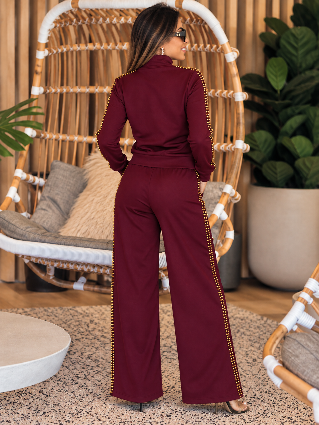 936 Damy Burgundy/Gold Remaches Sport Set