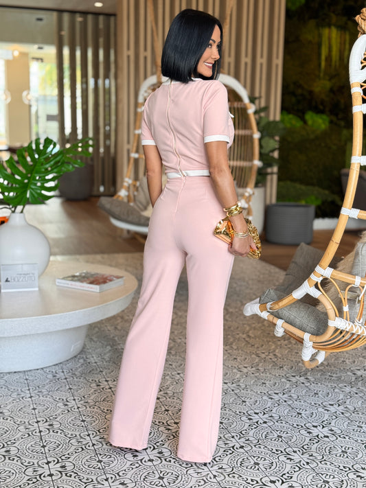 Valen Pink/White Pants Set Gala