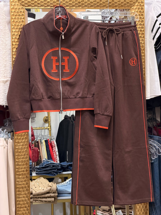 Hermie Brown/Orange Long Sleeve Sport Set