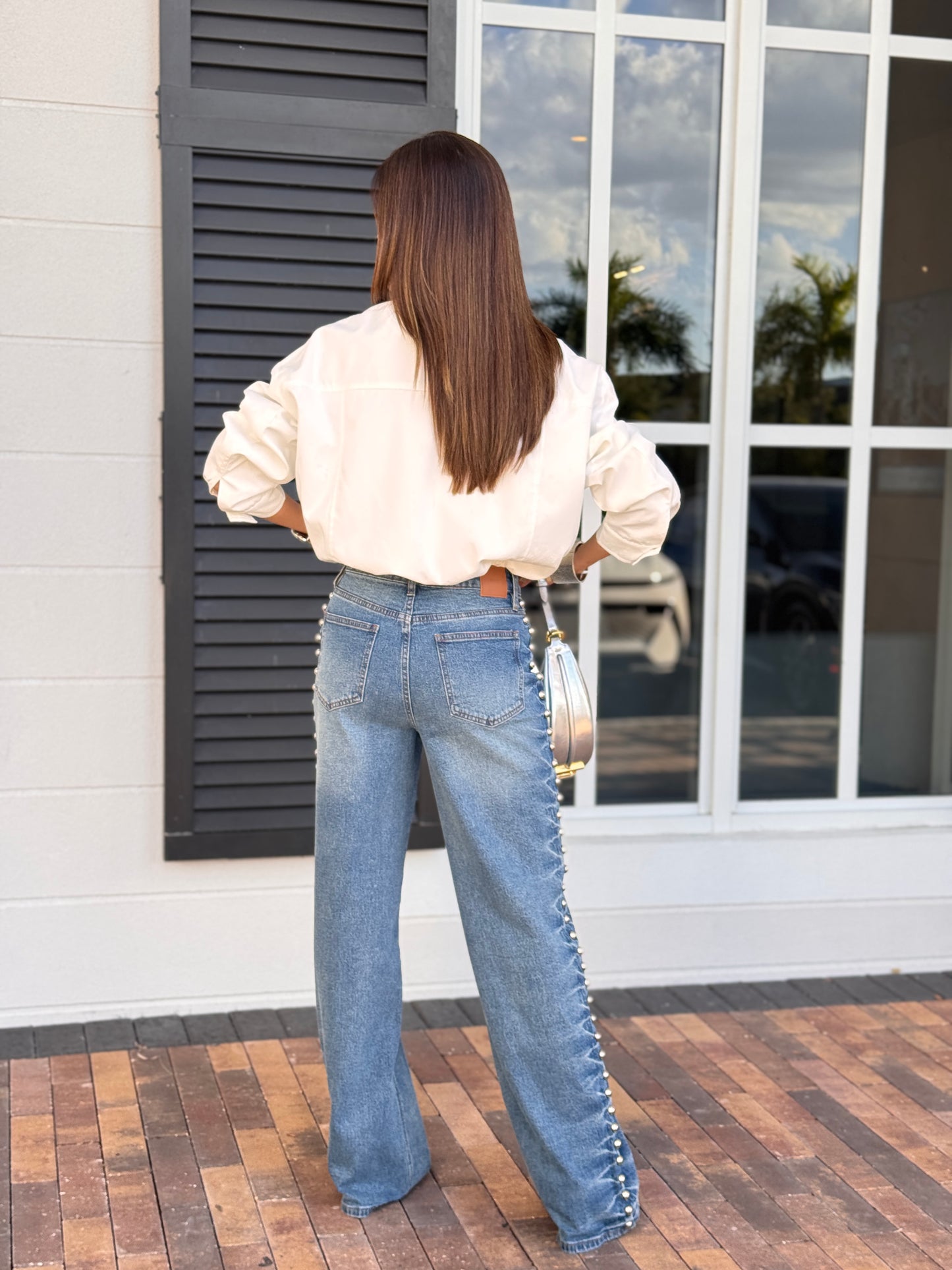 Justy White Rhinestone Jacket Top