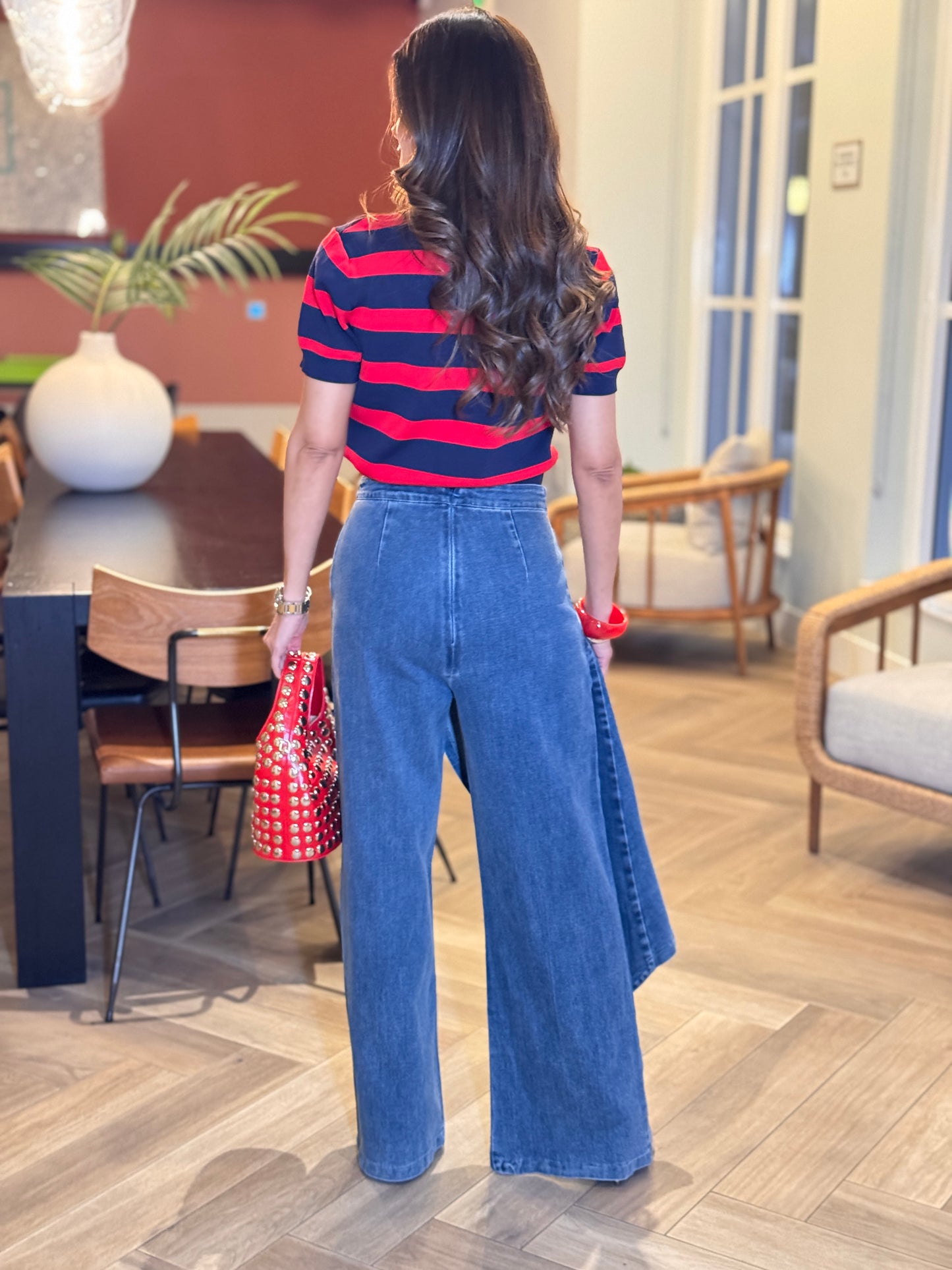 Erika Mid Denim Crossed Flap Jeans
