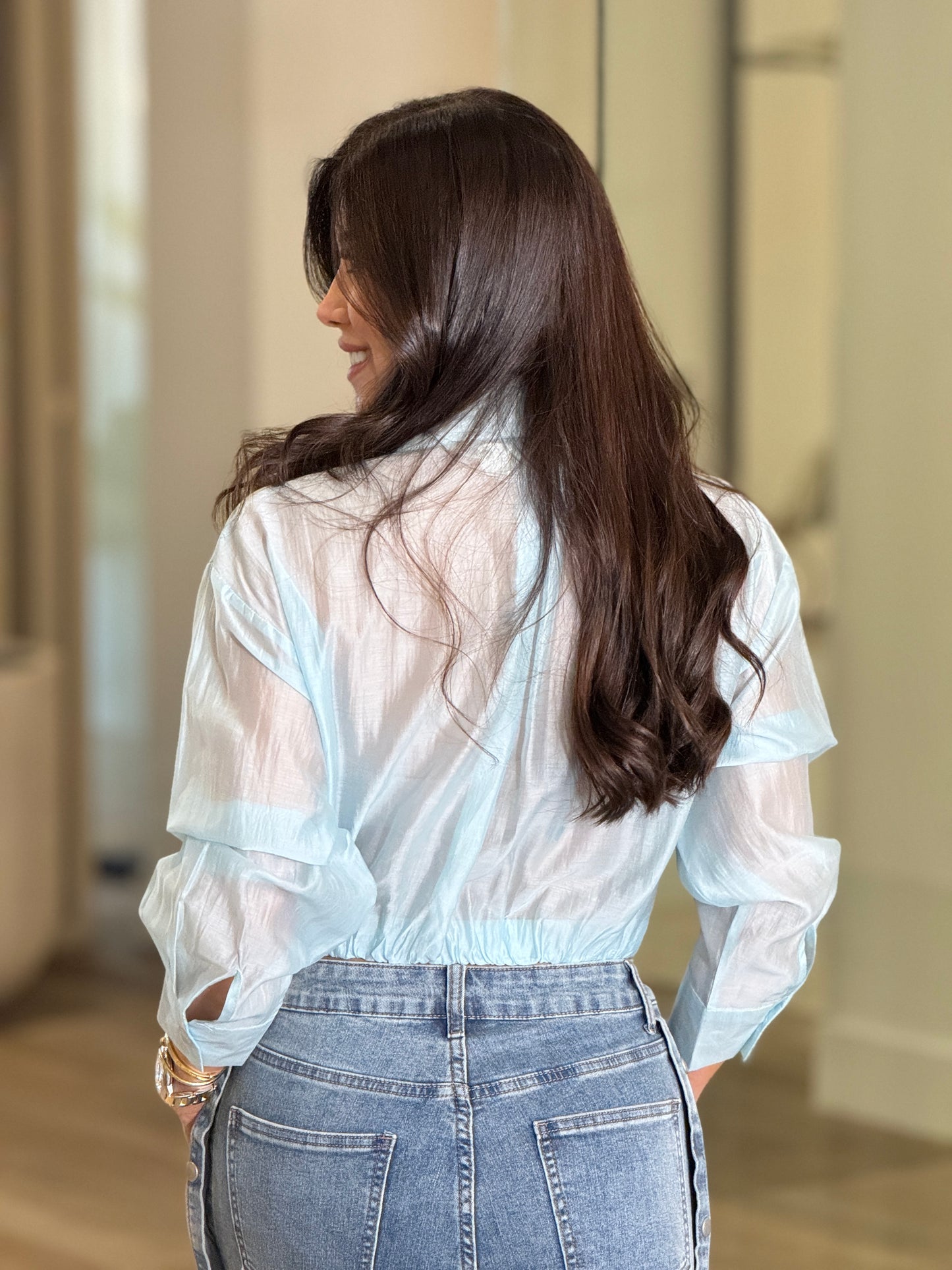 Dreamy Light Blue Sheer Blouse