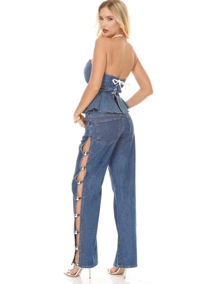 Gaia Silver Spheres Denim Set