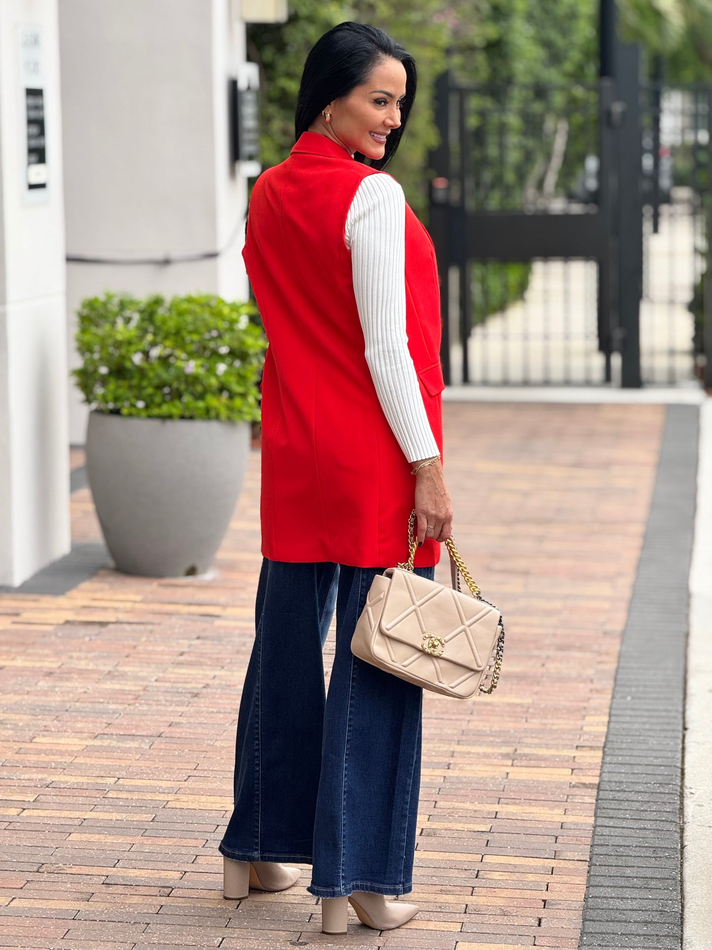 Ovianca Red Open Vest Top