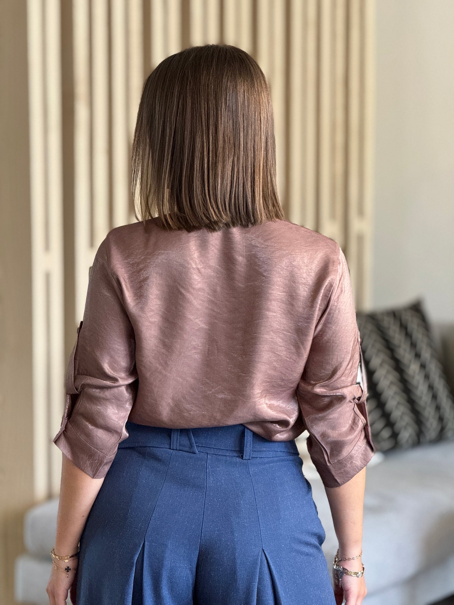 The Eye Brown Satin Shirt