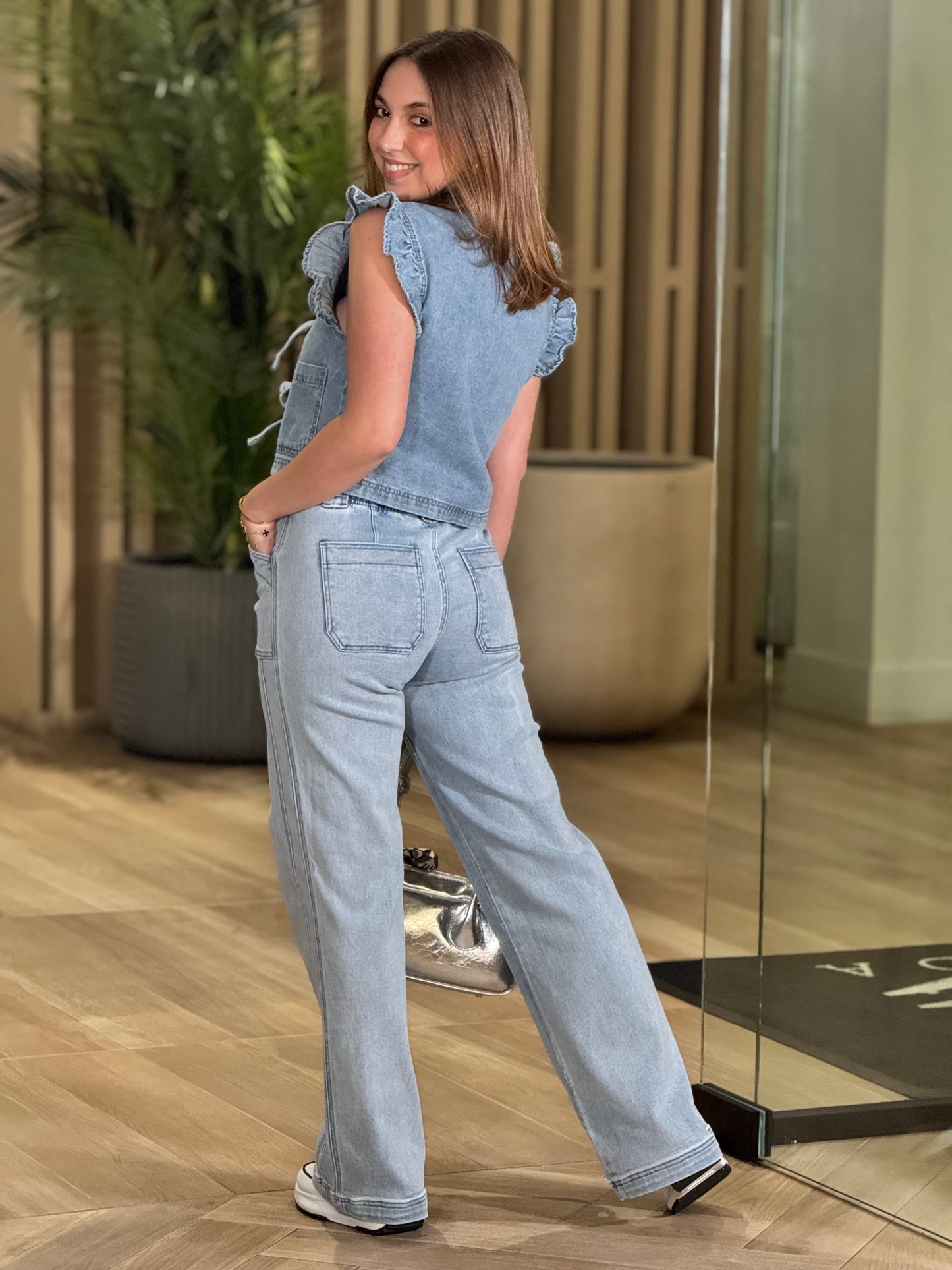 Kelsey Bow Denim Vest Top