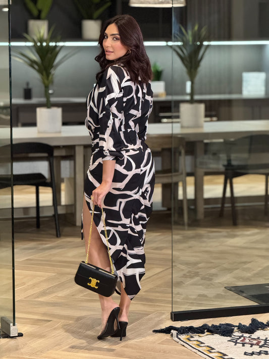 Luxxie Black/White Print Dress