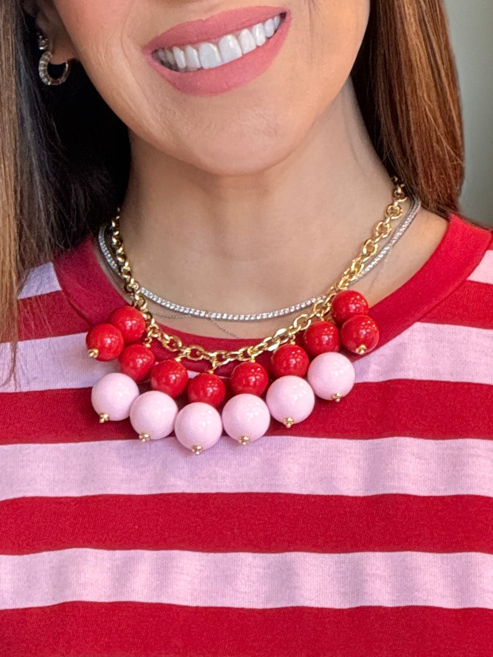 Bubblegum Pink/Red Layer Necklace
