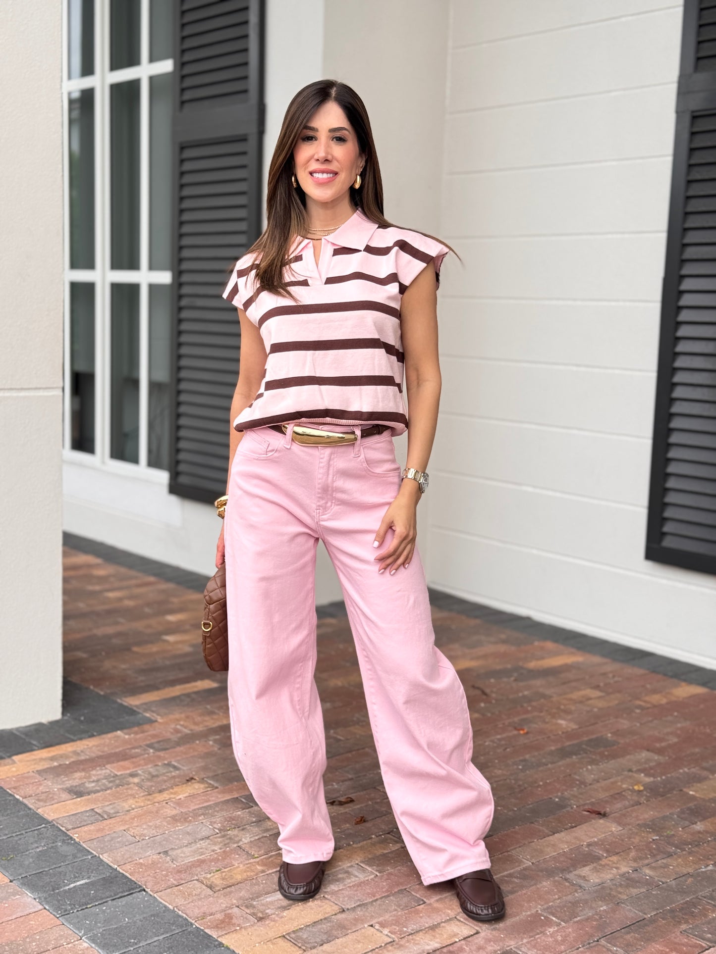 Nyla Pink Rhinestone Pocket Jeans