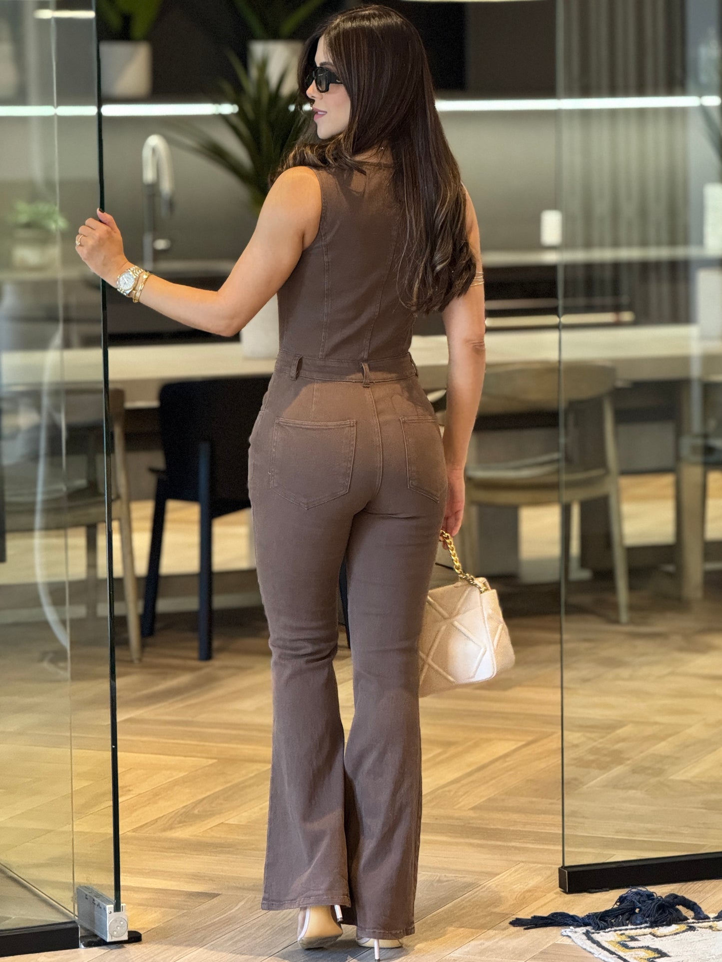 Erin Brown Cutout Jumpsuit