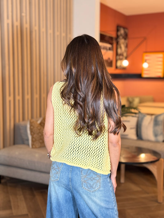 Evelyn Yellow Multi Buttons Vest Top