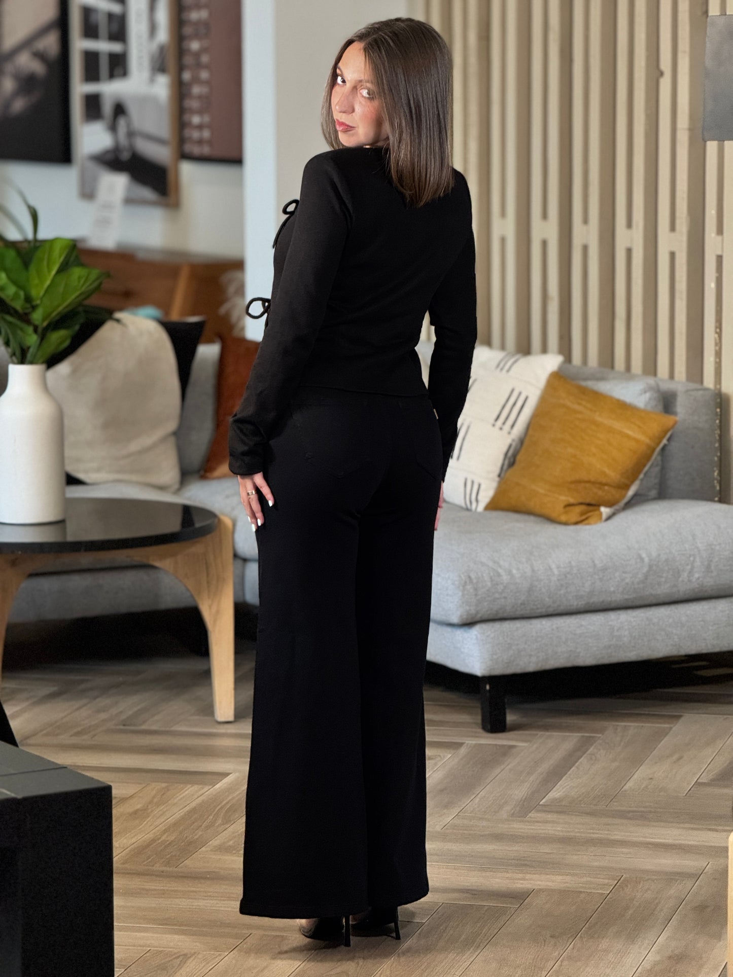 Rivera Black Bow Knitted Cardigan Top