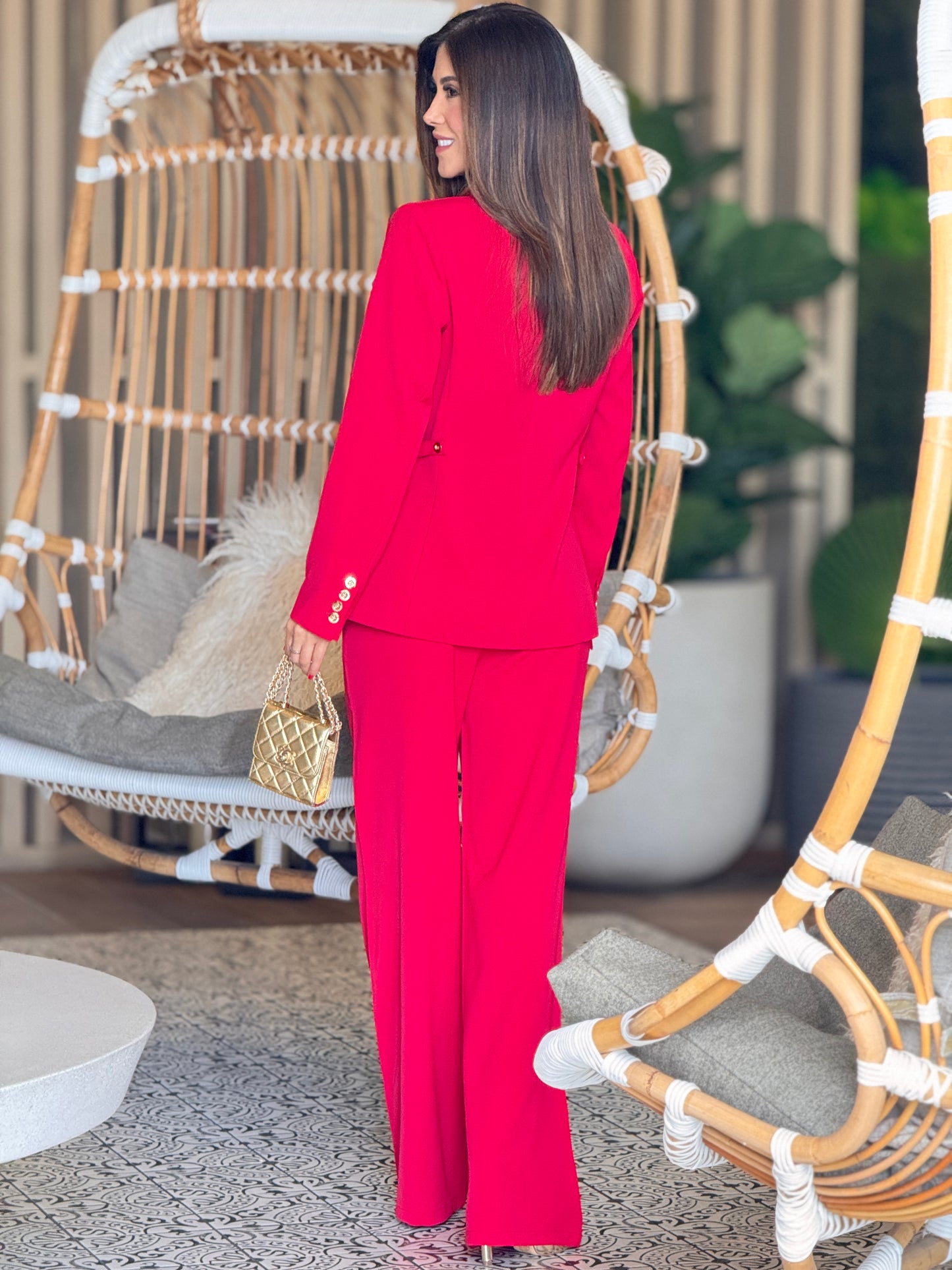 Ovianca Red Suit Blazer Set