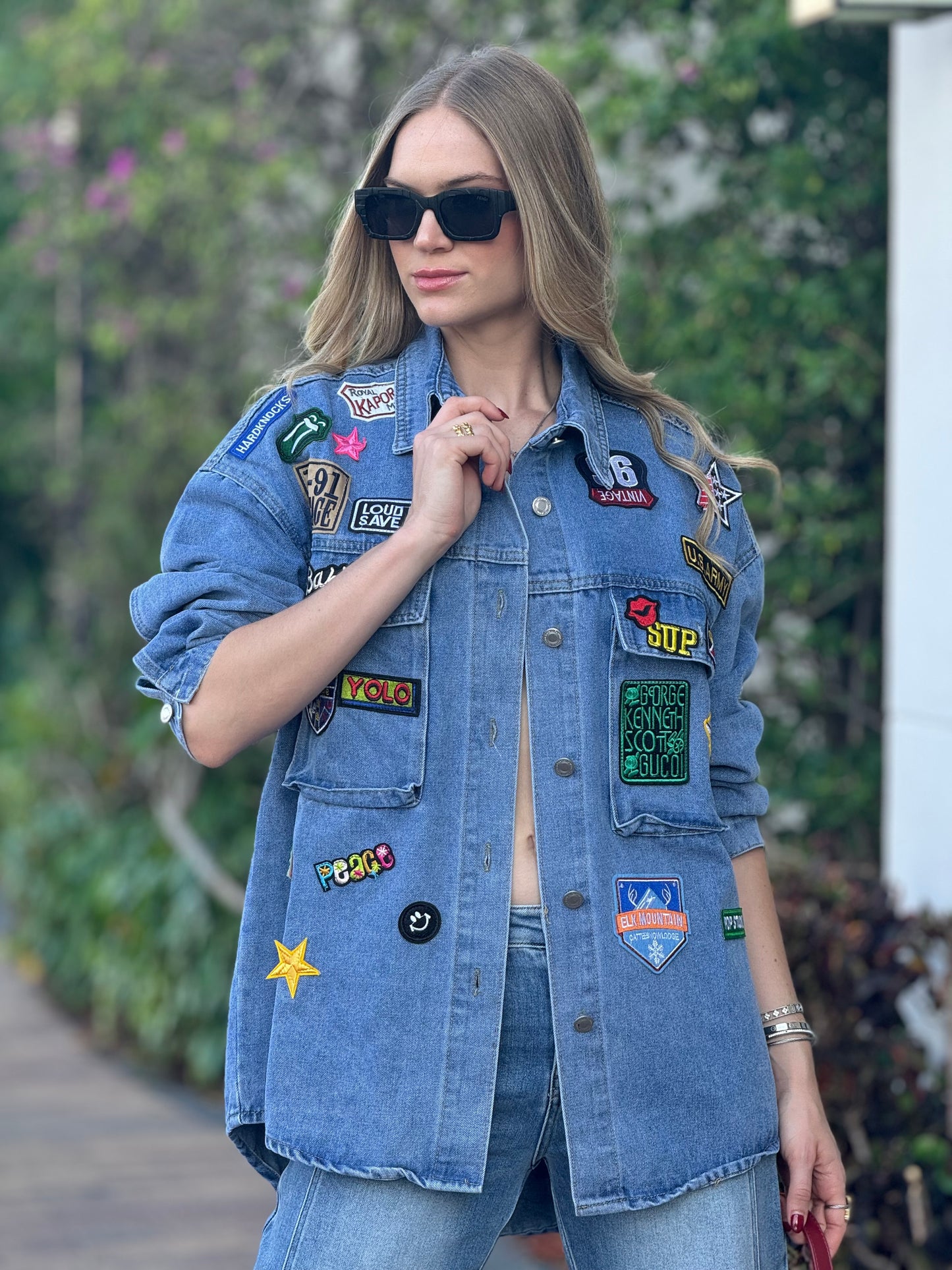 Maitte Denim Patches Oversized Jacket