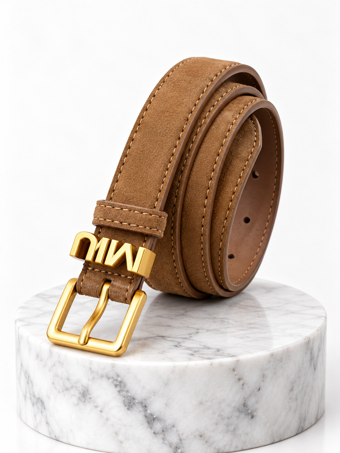 Mui Light Brown Suede Belt