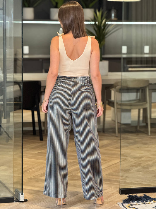 Amber Black/White Lines Jeans