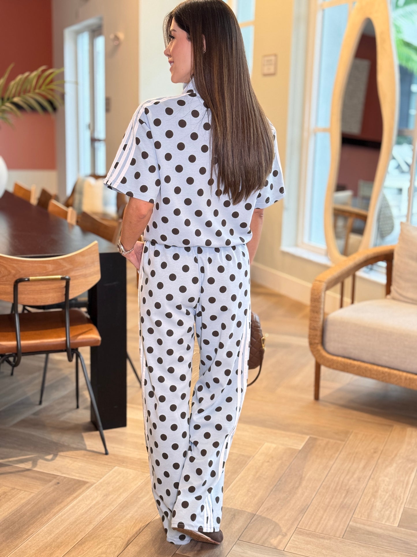 Addie Blue/Brown Polka Dots Sport Set