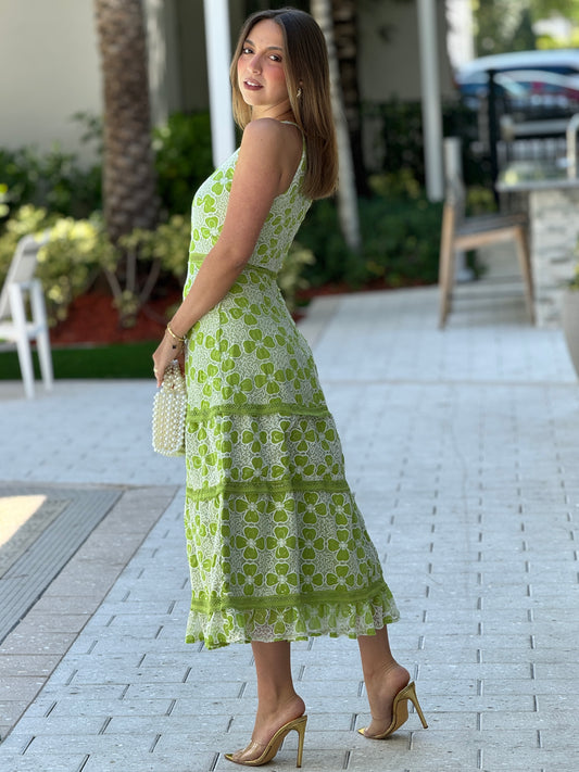 Adele Green Torchon Dress