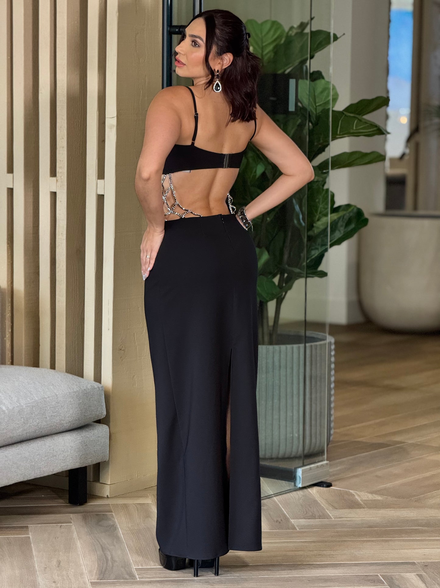 Astrid Black Rhinestone Dress Gala