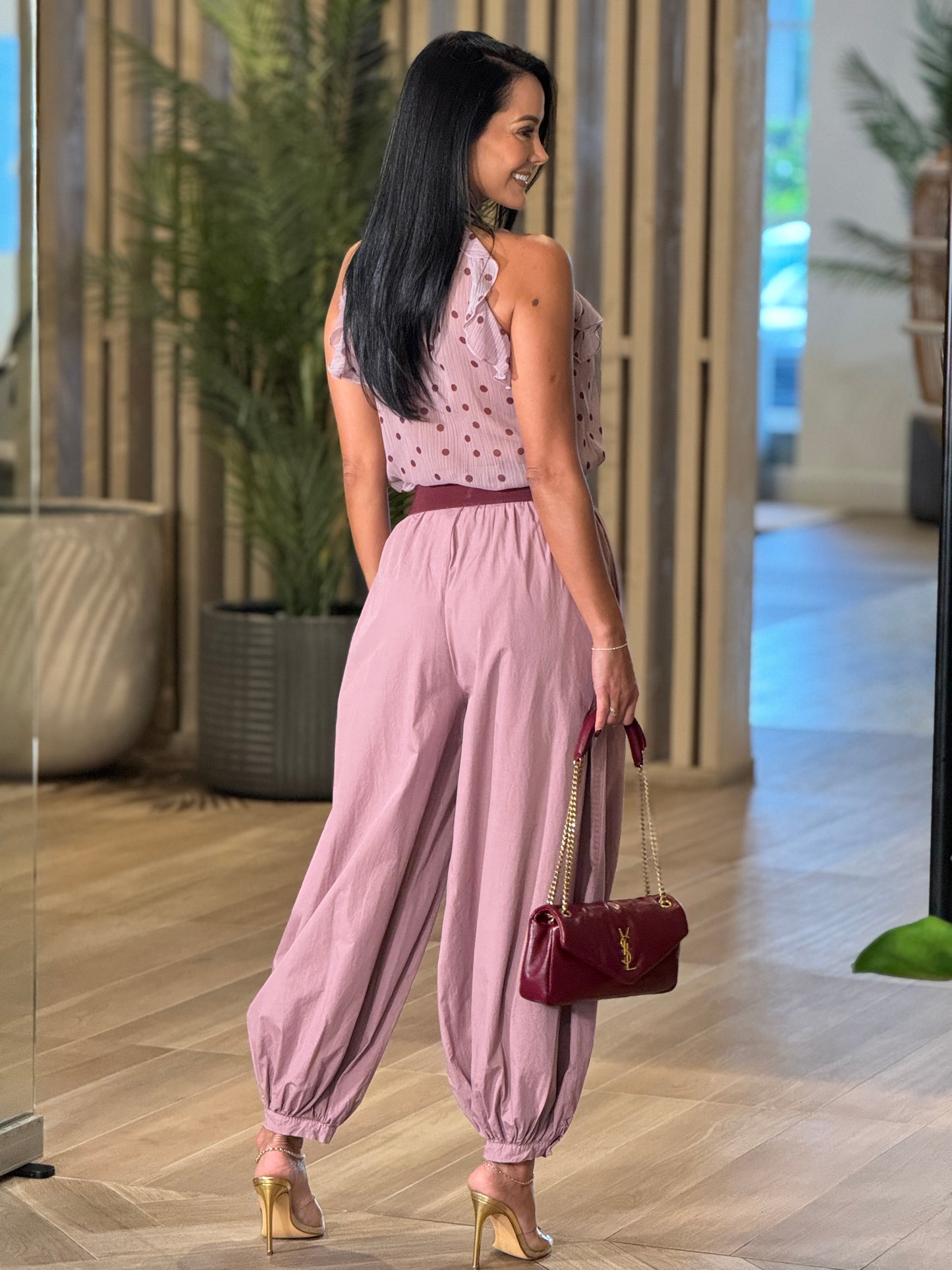 Polka Dots Lilac Ruffle Top