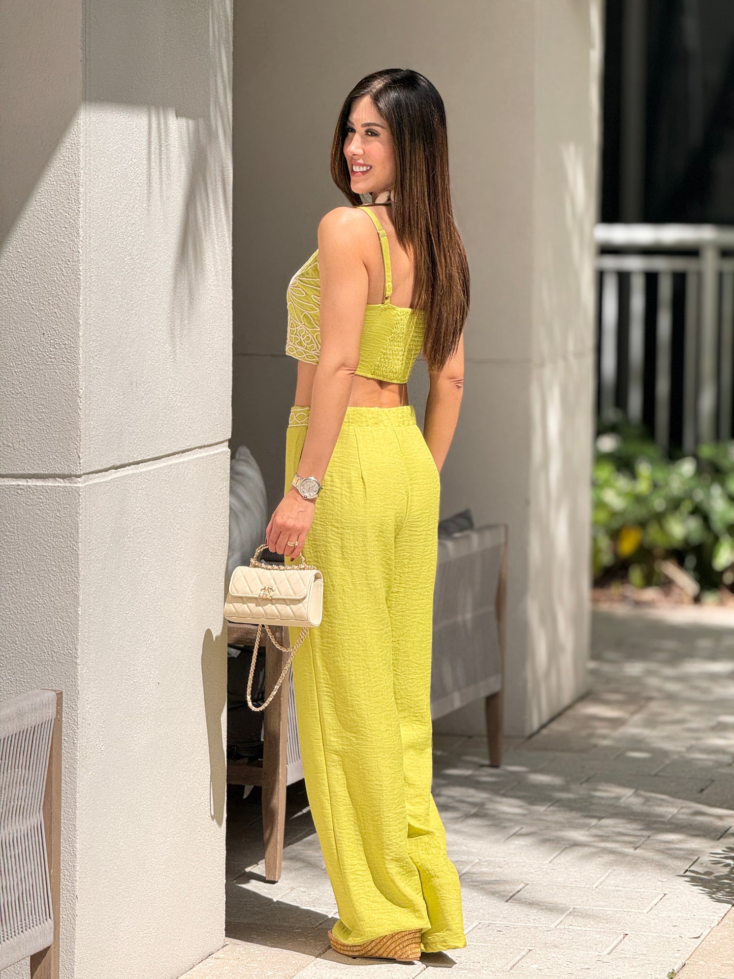 Milka Green Embroidery Pants Set